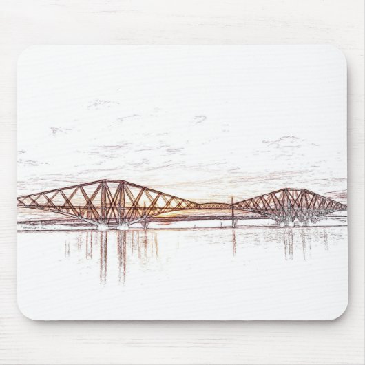 Forth Bridge Scotland Minimalist Sketch Mousepad (Vorne)