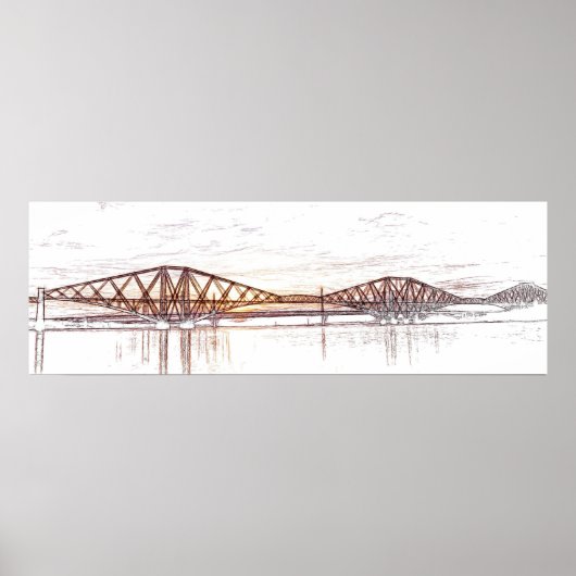 Forth Bridge Scotland Minimalist Sketch Poster (Vorne)