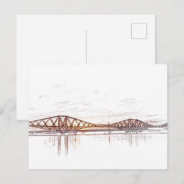 Forth Bridge Scotland Minimalist Sketch Postkarte