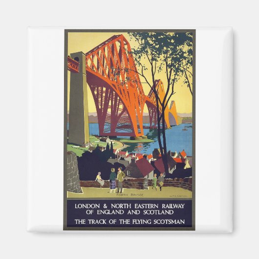 Forth Bridge - Vintage Reiseposter Kunst Magnet (Vorne)