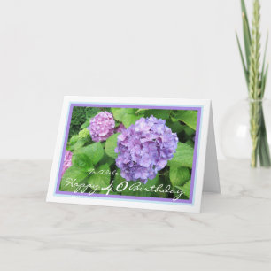 Fortieth Birthday Adele Hydrangeas Elegant Modern Karte