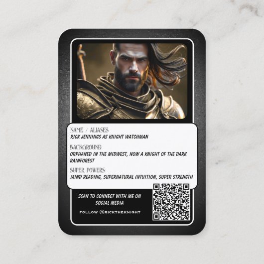 Fortitude Cosplay Character Trading Cards QR Code Visitenkarte (Rückseite)