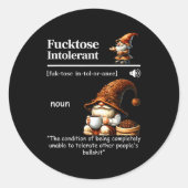 Fortose Intolerant Definition Funny Gnome Coffee Runder Aufkleber (Vorderseite)