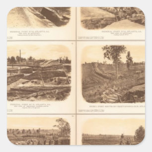 Forts, Batterien, Atlanta, Ga Quadratischer Aufkleber