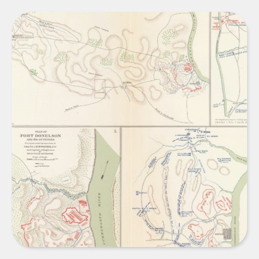 Forts Henry & Donelson Quadratischer Aufkleber (Vorderseite)