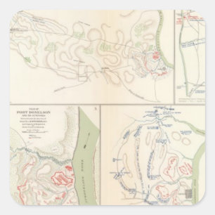Forts Henry u. Donelson Quadratischer Aufkleber