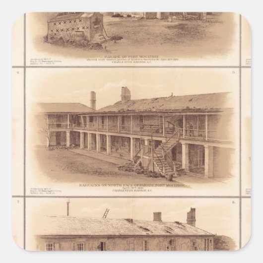 Forts Sumter & Moultrie Quadratischer Aufkleber (Vorderseite)