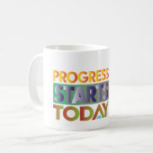 Fortschritt beginnt heute kaffeetasse (Vorderseite Links)