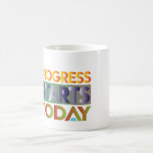 Fortschritt beginnt heute kaffeetasse (Mittel)