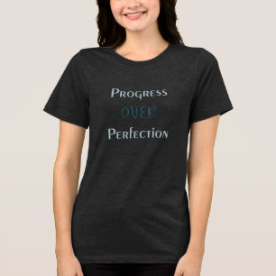"Fortschritt" Fette Inspirierende Türkise Buchstab Tri-Blend Shirt