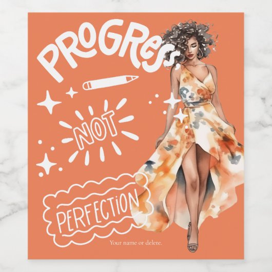 Fortschritt nicht Perfektion elegante Geschäftsfra Weinetikett (Einzelnes Label)