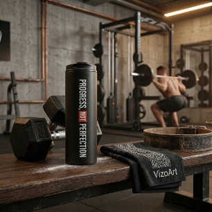 Fortschritt Nicht Perfektion Motivation Fitnessstu Thermosbecher