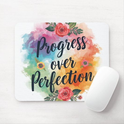 Fortschritt vor Perfektion Motivierend Mousepad (Mit Mouse)