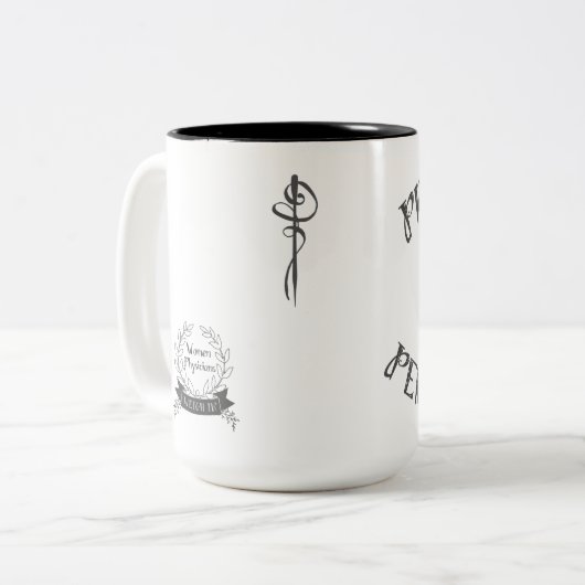 Fortschritts-nicht Perfektion dunkelgrau auf Weiß Zweifarbige Tasse (Vorderseite Links)