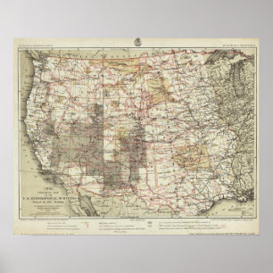 Fortschrittsplan 1878 der Geografischen Erhebungen Poster