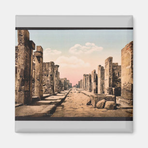 Fortuna-Straße, Pompeji, Italien Vintage Photochro Magnet