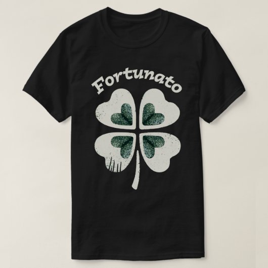 Fortunato Emblem gestörte Vier-Leaf Grafik Design T-Shirt (Design vorne)