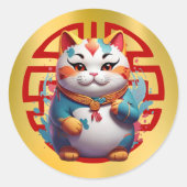 Fortune Cat Chinese New Year Stickers (Vorderseite)