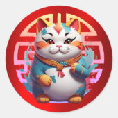 Fortune Cat Chinese New Year Stickers (Vorderseite)