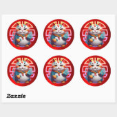 Fortune Cat Chinese New Year Stickers (Blatt)
