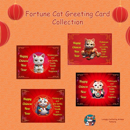 Fortune Cat Chinesisch Neujahrsfest Postkarte