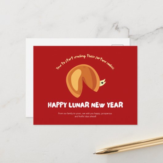 Fortune Cookie Chinesischer Lunar Neujahr Design P Postkarte (Vorderseite/Rückseite Beispiel)