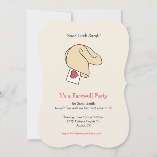 Fortune Cookie Viel Glück / Einladung zum Abschied (Vorderseite)