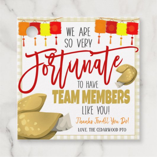 Fortune Cookie Vielen Dank Geschenk Tag Geschenkanhänger (Vorderseite)