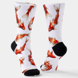 Fortune fish, swimming koi, watercolor socken