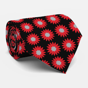 Fortune Geometric Floral Red & Black zweiseitig Krawatte