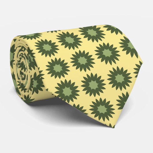 Fortune Geometric Floral Yellow & Olive zweiseitig Krawatte (Gerollt)