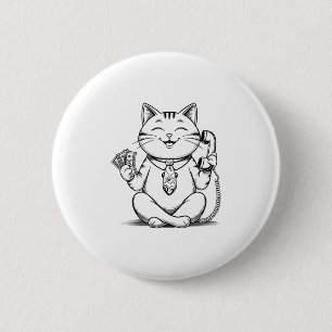 Fortune Kitty Meme Graphic Kawaii Maneki Neko Doll Button