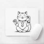 Fortune Kitty Meme Graphic Kawaii Maneki Neko Doll Mousepad (Mit Mouse)