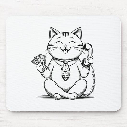 Fortune Kitty Meme Graphic Kawaii Maneki Neko Doll Mousepad (Vorne)