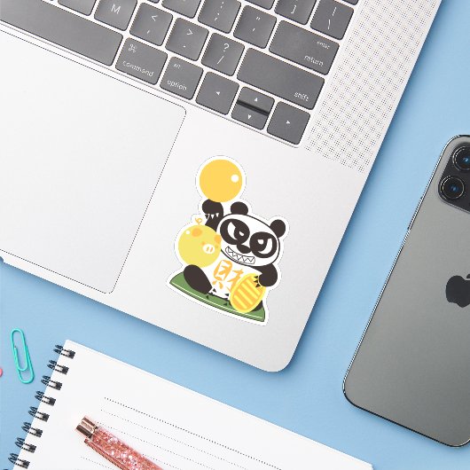 Fortune Panda God Aufkleber (Laptop mit iPhone)