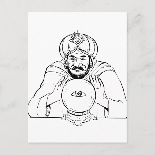 Fortune Teller Crystal Ball Zeichnend Postkarte (Vorderseite)
