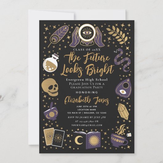 Fortune Teller Future Witchy Graduation Party Einladung (Vorderseite)