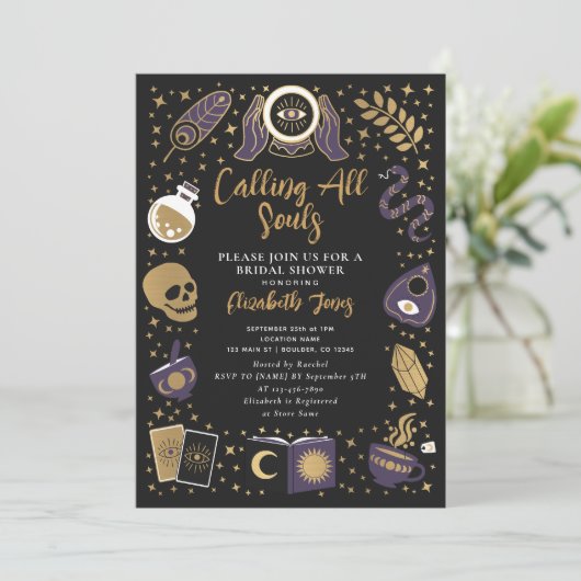 Fortune Teller Gothic Witchy Brautparty Einladung (Stehend Vorderseite)