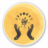 Fortune Teller Hand Moon Halloween Aufkleber (Vorderseite)