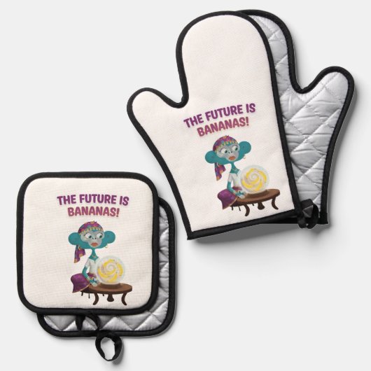 Fortune teller monkey ofenhandschuh & Topflappen-Set (Vorderseite/Rückseite)