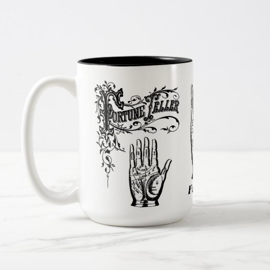 Fortune Teller - Palm Reader Divination Zweifarbige Tasse (Links)