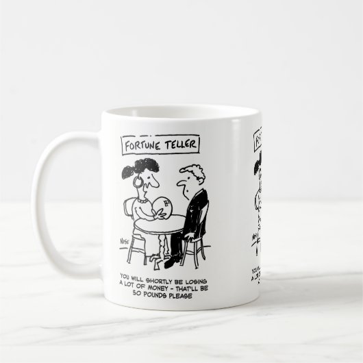 Fortune Teller prognostiziert einen finanziellen V Kaffeetasse (Links)