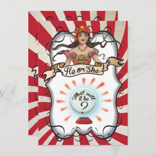 Fortune Teller Sinti und Roma Gender Reveal Party  Einladung (Vorne/Hinten)