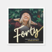 Forty 40th Birthday custom photo script gold Serviette (Vorderseite)