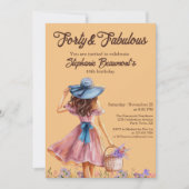 Forty and Fabulous Elegant Woman's 40th Birthday  Einladung (Vorderseite)