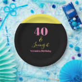 Forty and Loving It 40th Birthday Yellow Black Pappteller (Party)