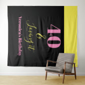 Forty And Loving It 40th Birthday Yellow Black Wandteppich (Beispiel (Horizontal))