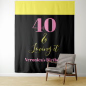Forty And Loving It 40th Birthday Yellow Black Wandteppich (Beispiel)
