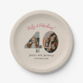 Forty & Fabulous Custom Photo 40th Birthday  Pappteller