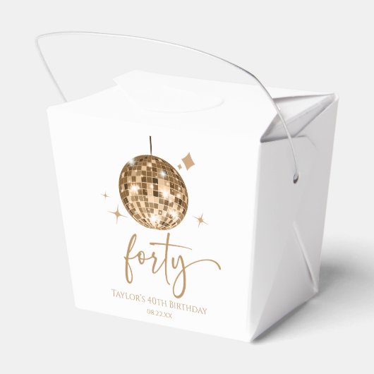 Forty Gold Disco Ball 40th Birthday Party Geschenkschachtel (Rückseite)